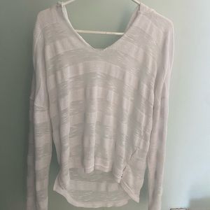 White sheer hooded sweatshirt